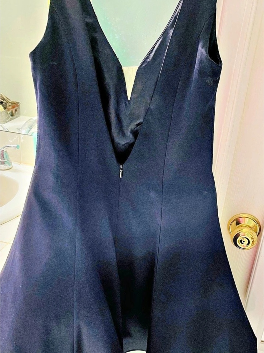 Navy Embellished Neck Mini Dress Like New - Picture 2 of 2